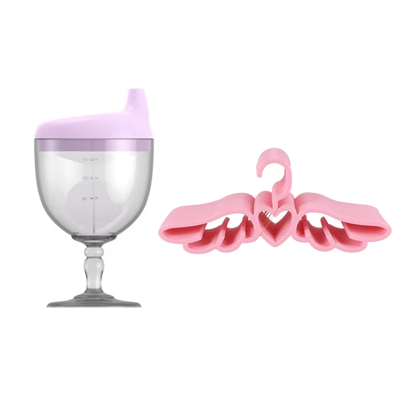 

150ML Baby Goblet Water Bottle Infant Cups with Duckbill Mouth Shape with 20Pcs Fly Angel Plastic Clothes Shirt Hanger