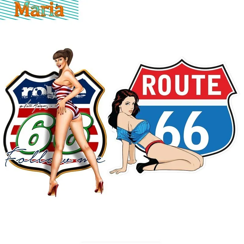 

Sexy Sticker Route 66 Pin Up Girl Decal Car Body Motorcycle Decorative PVC JDM JEEP Van Bike Offroad RV A4 Q3 Polo Deco Meterial