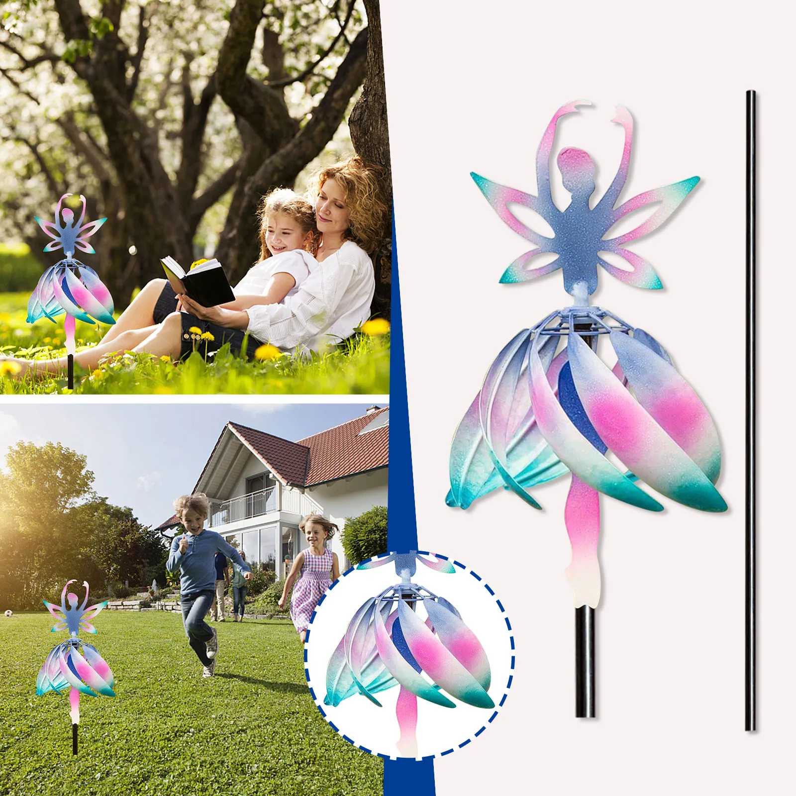 

Garden Supplies Ballerina Wind Color Changing Ballet Spinning Girls Wind Chimes Rotating Deck Farm Yard Home Decorations