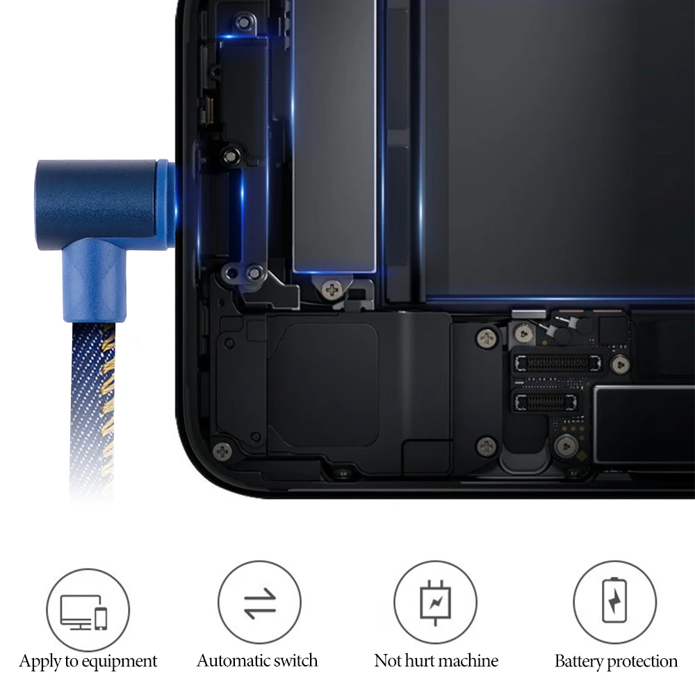Для Huawei прочные локтя головка джинсовые Micro USB для быстрой зарядки мобильный