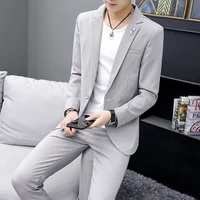2021 new spring and autumn high quality mens solid color single button two piece slim business casual mens suits