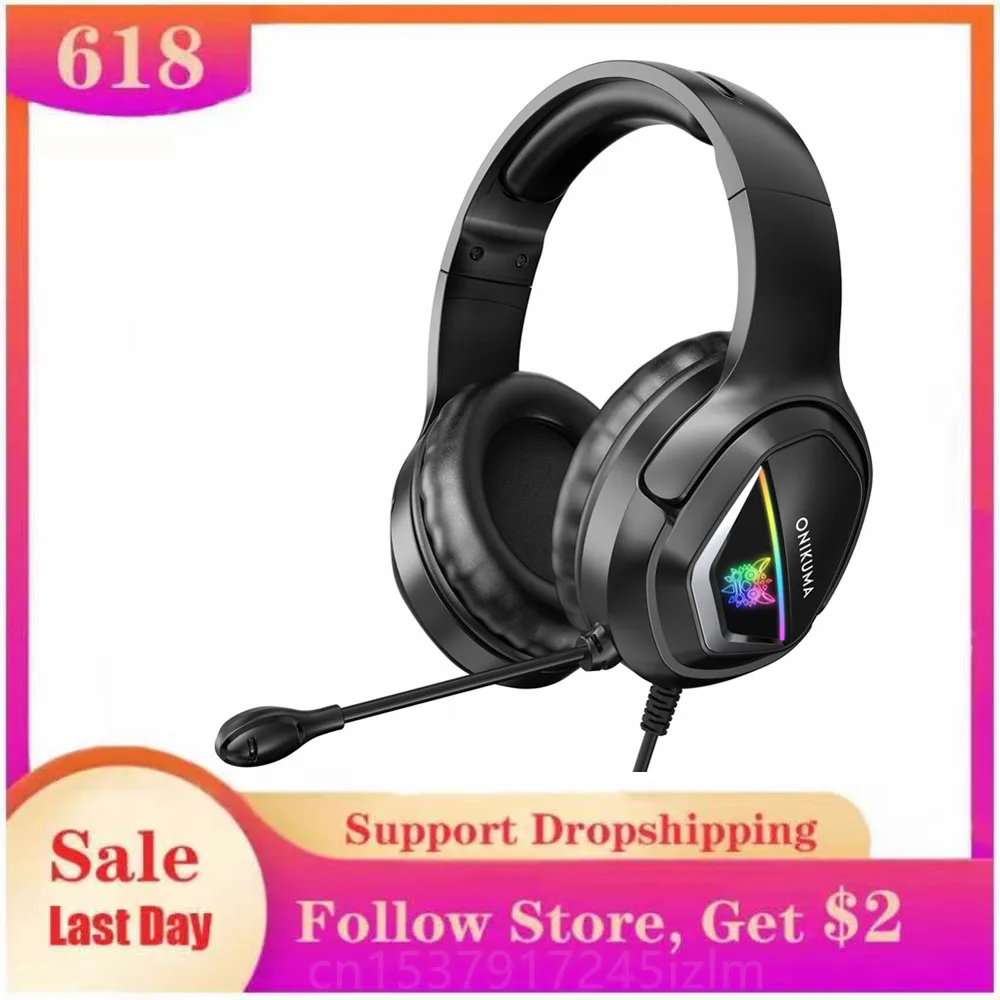 

ONIKUMA X2 Wired Headphones Gaming Headset With Noise Cancelling Microphone Bass Stereo Earphones RGB Light For PS4 Xbox One