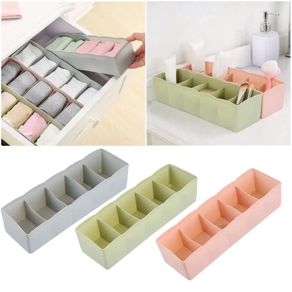 

5-cell Socks Tie Organizer Underwear Bra Container Multi-function Plastic Household Storage Divider Box Desk Drawer Desk Box