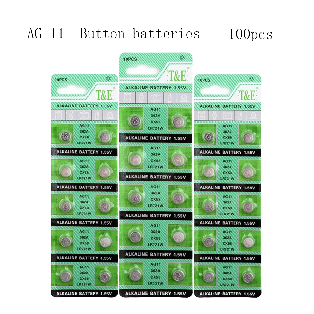 

100pcs/pack 20mAh AG11 AG 11 LR721 362 Button Batteries For Watch Toys Remote SR721 162 Cell Coin Alkaline Battery 1.55V