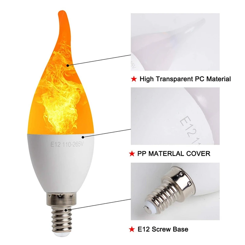Хэллоуин лампочка пламени Рождественский светодиодный канделябр лампочки