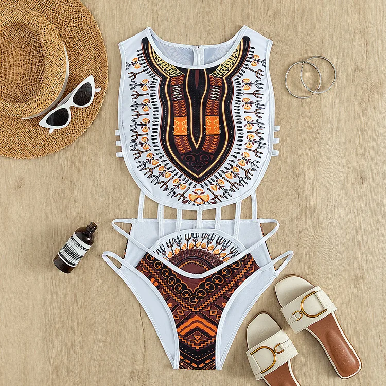 

2021 European and American style small fresh one-piece waistless sexy swimsuit