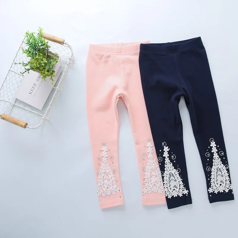 

2021 Autumn Children Clothing Big Kids Leggings With Diamonds Tights For Princess Girls Crystal Teenagers Fall Pants 3Y To 7Y