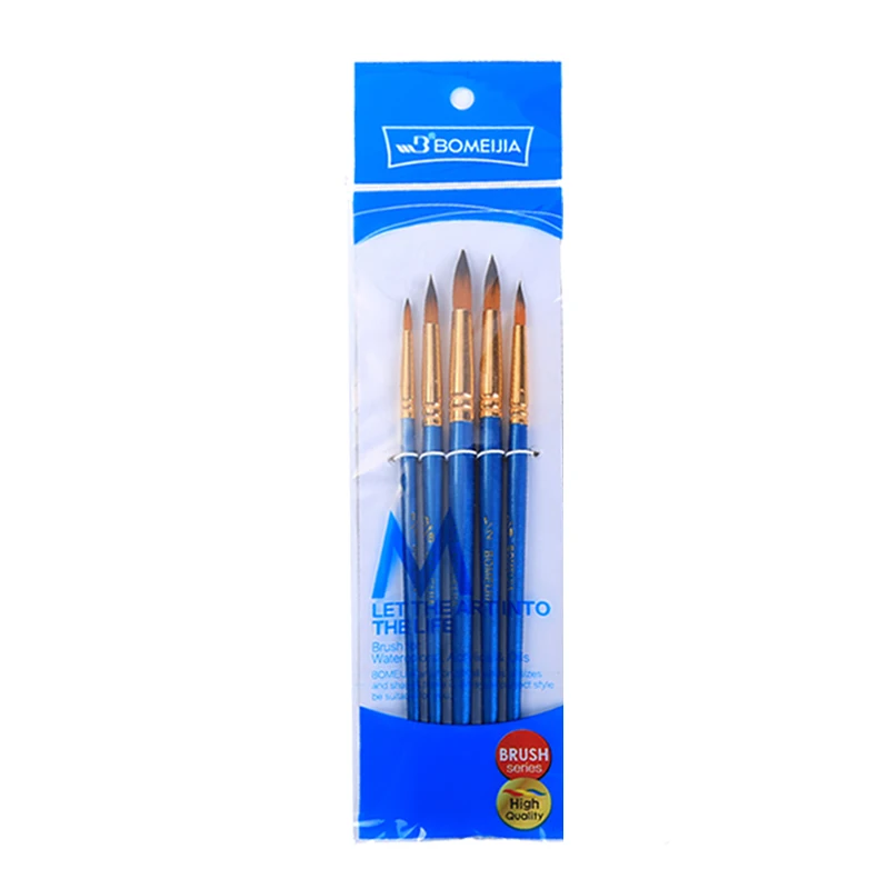 5Pcs Paint Brushes Set Nylon Hair Painting Brush Short Rod For Oil Acrylic Brush Watercolor Brushes Professional Art Supplies images - 6