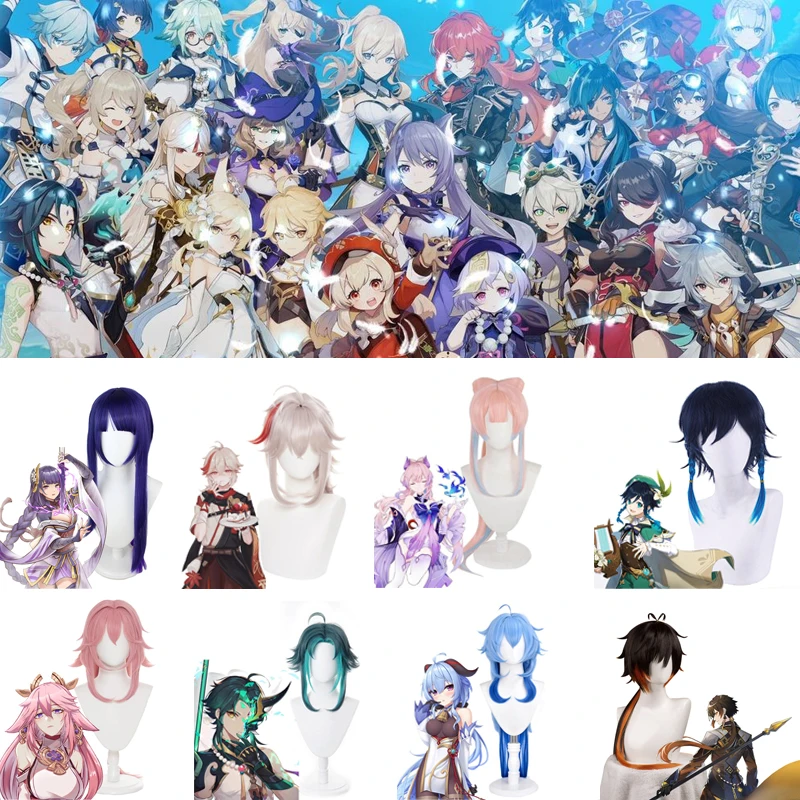 

Genshin Impact Wig Hutao Keqing Xiao Zhongli Klee Kazuha Yae Miko Cosplay Wig Heat Resistant Synthetic Hair Halloween Wigs