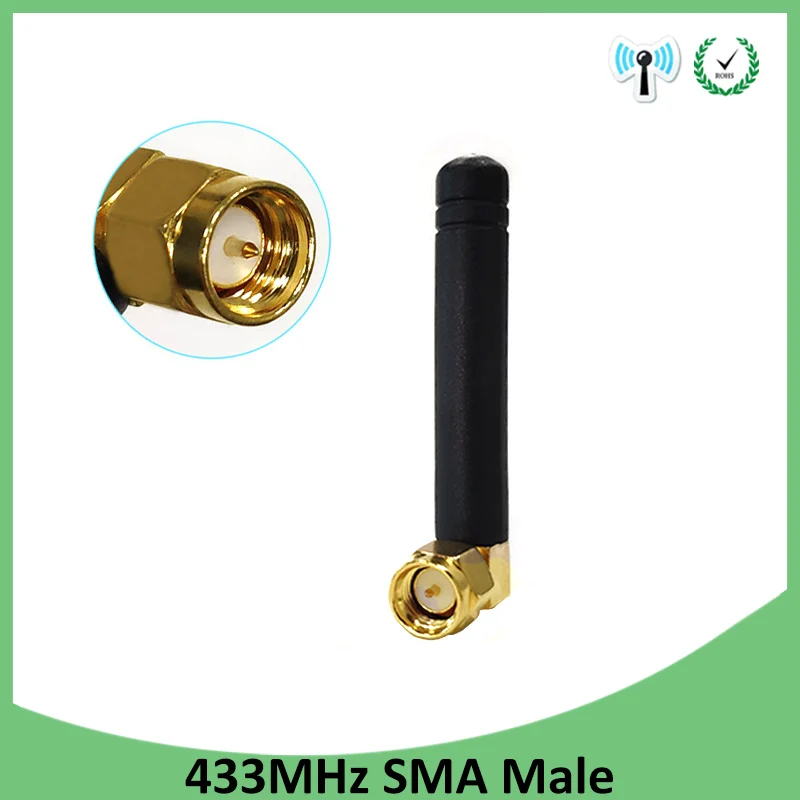 

433MHz Antenna 2.5dbi SMA Male Connector 433 MHz antena Small IOT elbow rubber antenne Wireless Receiver waterproof for Lorawan
