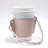 chain portable coffee cup holder pu leather beverage soda tote bag heat insulation heat insulation cup holder cup sleeve