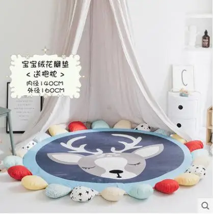 145cm Cotton Reversible Carpet,Pope Woven Carpet Woven Solid Color Round Rug Cushion Circular living Room Bedroom Rug - Цвет: Цвет