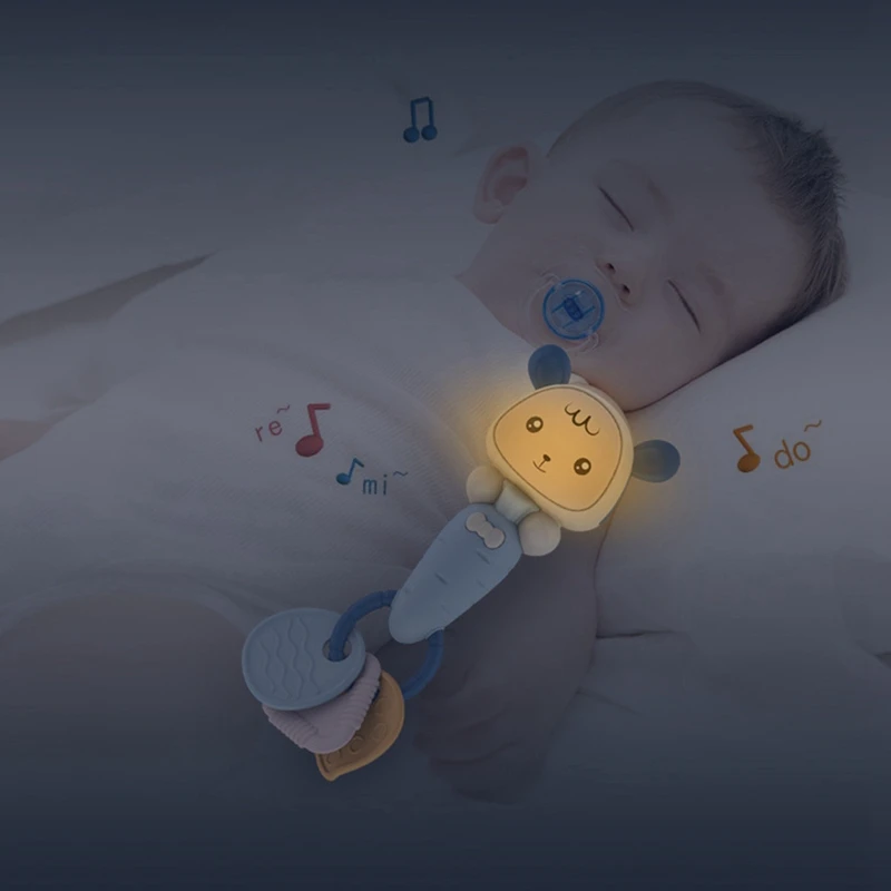 

Baby Teether Rattle Sand Hammer Children Electric Music Rhythm Stick Hand Crank Can Bite with Light Infant Toys