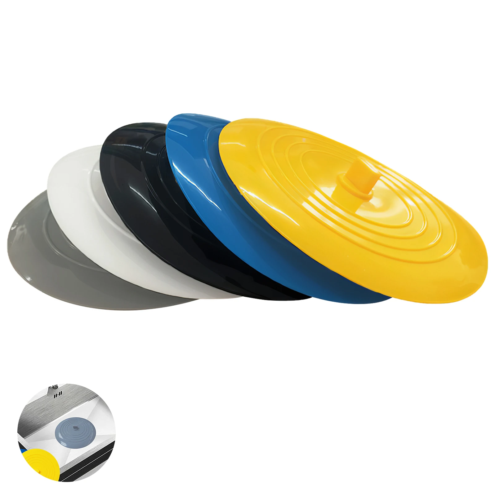 

5pcs Tub Stopper 15cm/5.9inch Silicone Drain Cover Bathroom Water Sink Plug Easy To Attach Basin Strainer With Small Handle