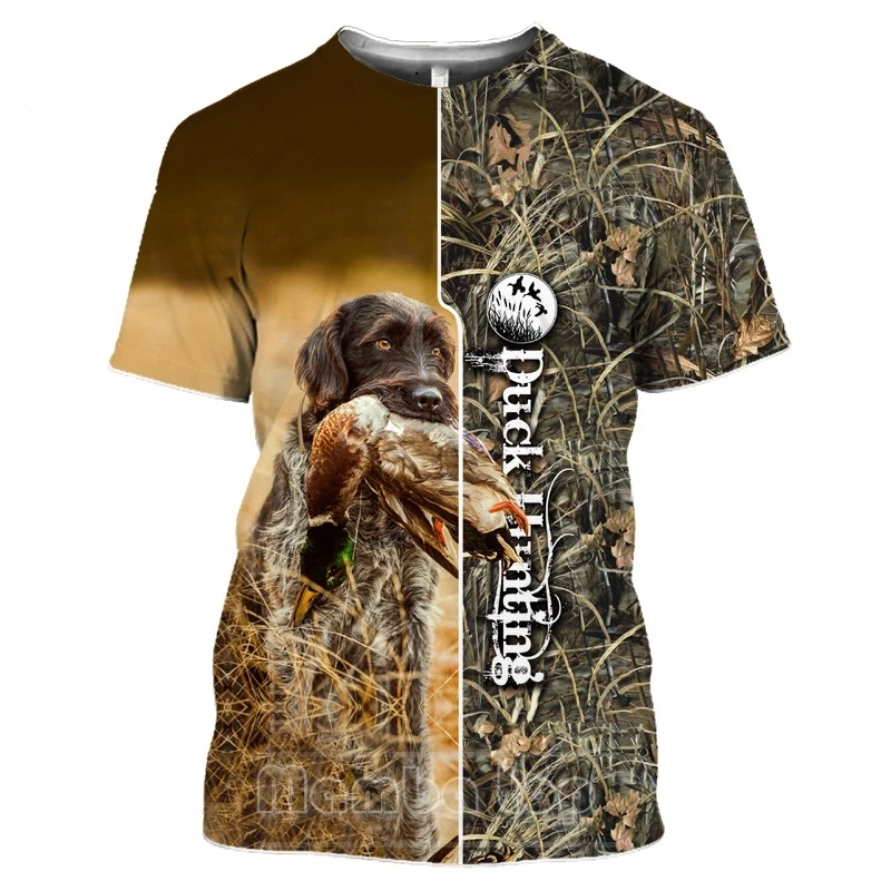 

Summer Top Men T-shirt Holiday 3d-printed Wild Animal Mallard T-shirt Female O Neck Hound Reed Hide Field Hunting Clothing