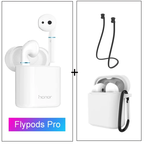 White add case rope Huawei Honor Flypods Беспроводные Наушники Hi-Fi TWS Bluetooth наушники водонепроницаемые IP54 управление беспроводным зарядным устройством - Цвет: White add case rope