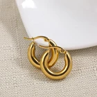 Золотые серьги-кольца из нержавеющей стали 20 мм25 мм, изысканные большие круглые гладкие массивные серьги для женщин, модные украшения