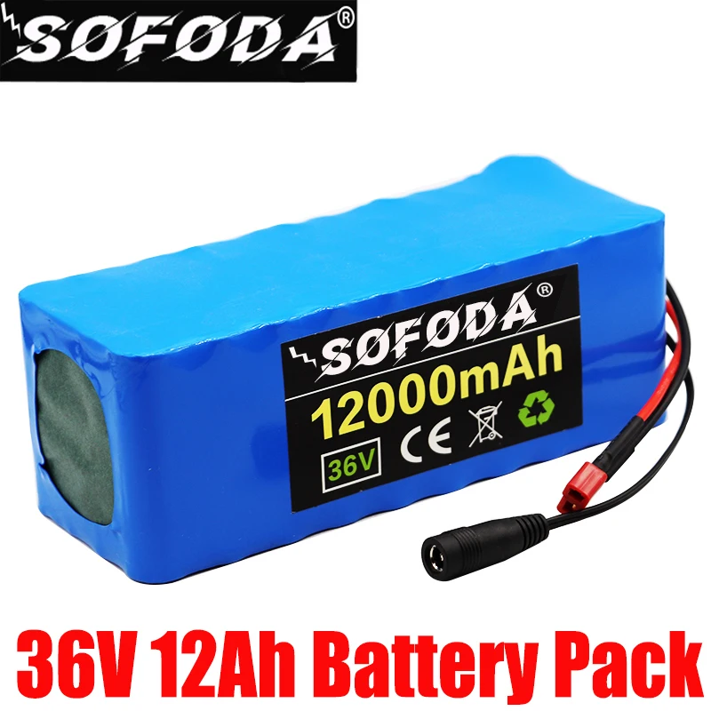 Литиевый аккумулятор SOFODA 36 В 10S4P 12Ah 1000 Вт высокой мощности и емкости 42 в 18650 для