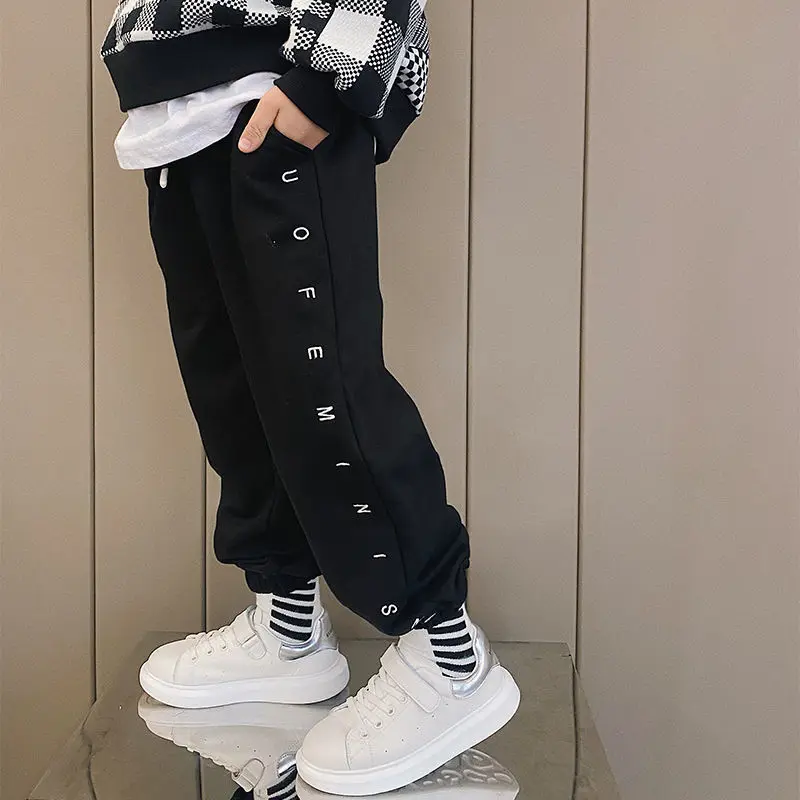 

Boys Pants Spring Fall Unisex Korean Jogger Pants Girls Fashion Sweats Children Teens Hip Hop Sports Trousers Brand Design Trend
