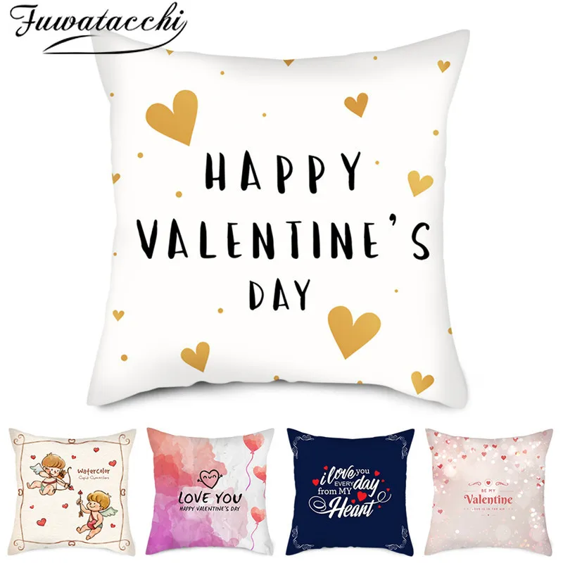 Fuwatacchi Valentine's Day Present Pillow Cover Lovely Heart Photo Cushion for Home Sofa Decorative Throw Pillowcases New | Дом и сад