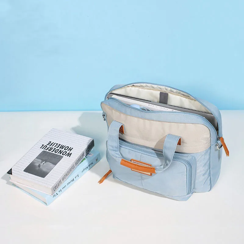 Larger Capacity Shoulder Briefcase Women Tablet Bag A4 Document Books  Storage Pouch Waterproof Office Travel Sundries Organizer