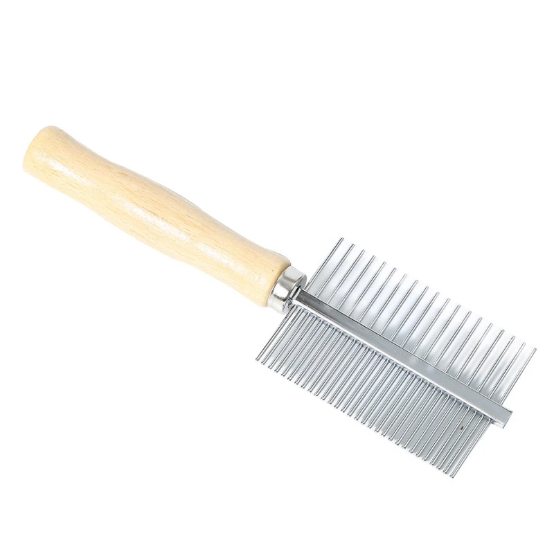 

Pet Supplies Dog Hair Comb Two Side Stainless Steel Metal Combs Wood Handle Grooming Tool Pets Accessories Hair Remover for Dogs