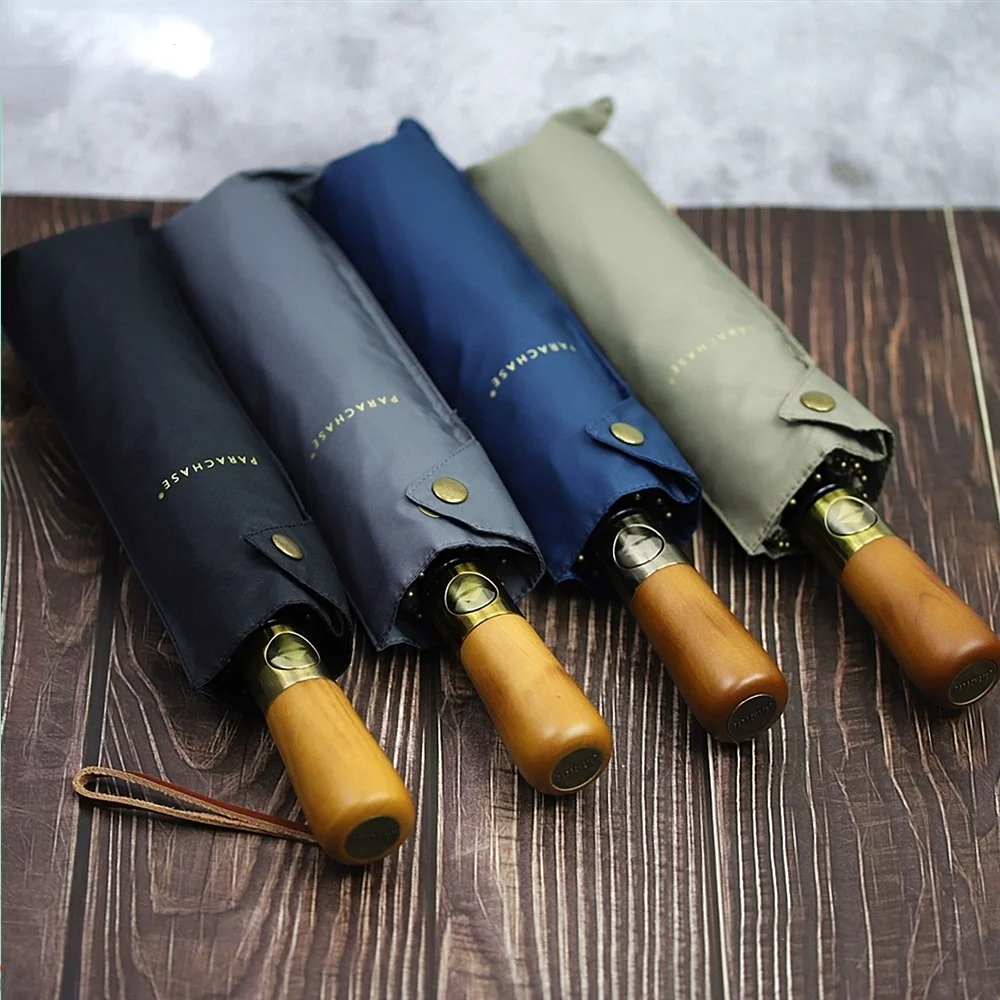 

Big Umbrella Men Business Style 115cm Automatic Umbrella Rain Double Layer 10K Windproof Large Golf Umbrellas Wooden
