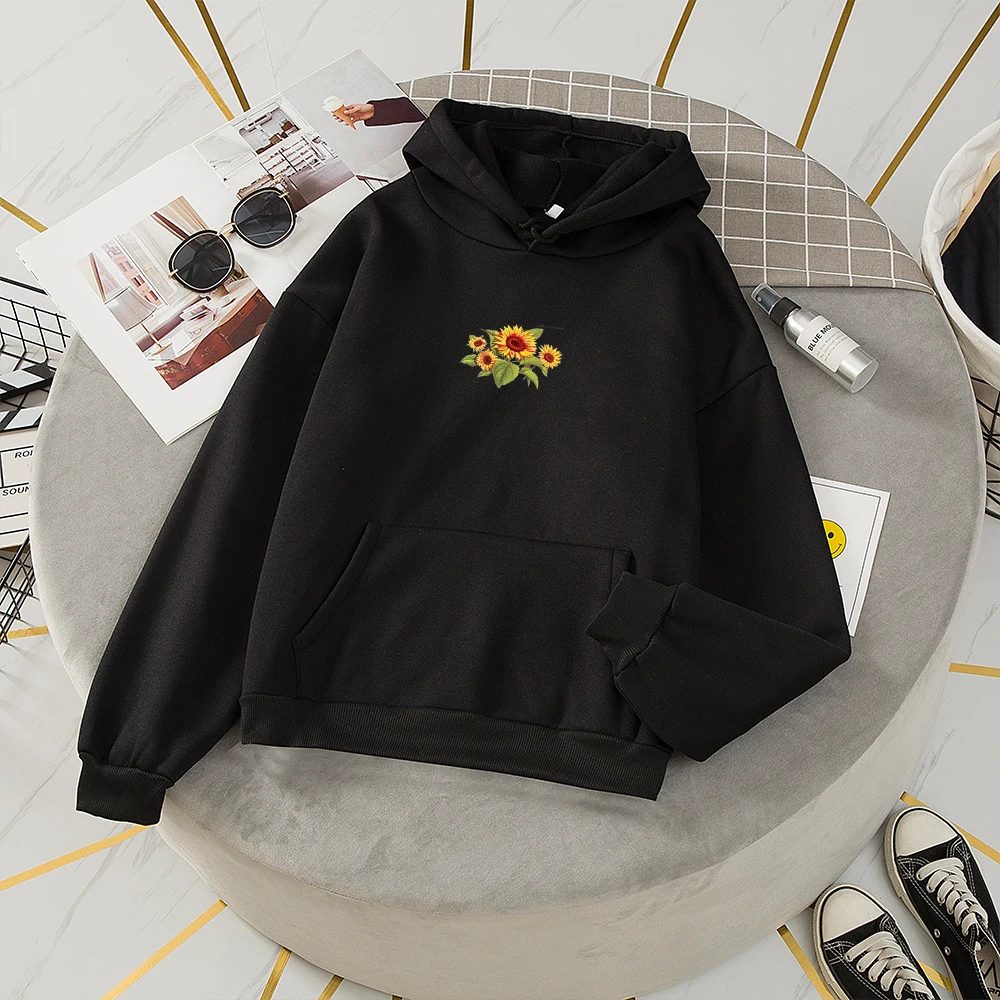 

ZOGAA Yellow Sunflower Hoodie Graphic Sweatshirt Pullover Women Best Friends Hoodies Women Harajuku Sweatshirts Long Sleeve Tops