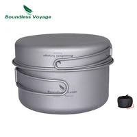 boundless voyage outdoor titanium pot pan set with folding handles camping hiking picnic ultralight bowl plate 1000 500 ml