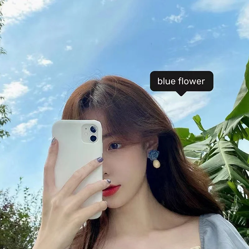 

MENGJIQIAO Hot Sale Winter Elegant Blue Fluffy Flower Dangle Earrings For Women Fashion Acrylic Waterdrop Pendientes Jewelry