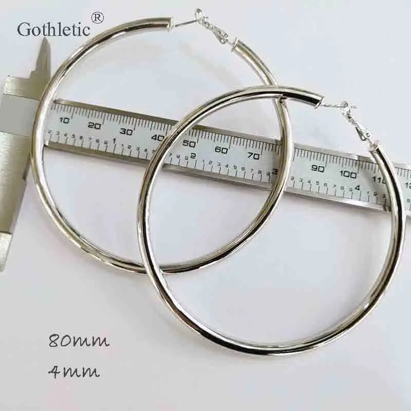 Большие серьги кольца для женщин золотистые/Родиевые круглые ювелирные