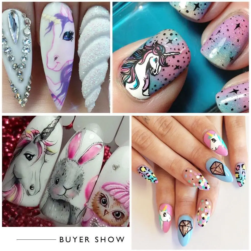 5 листов с надписью Unicorns конструкции Art Наклейки Маникюр Nail переводные наклейки