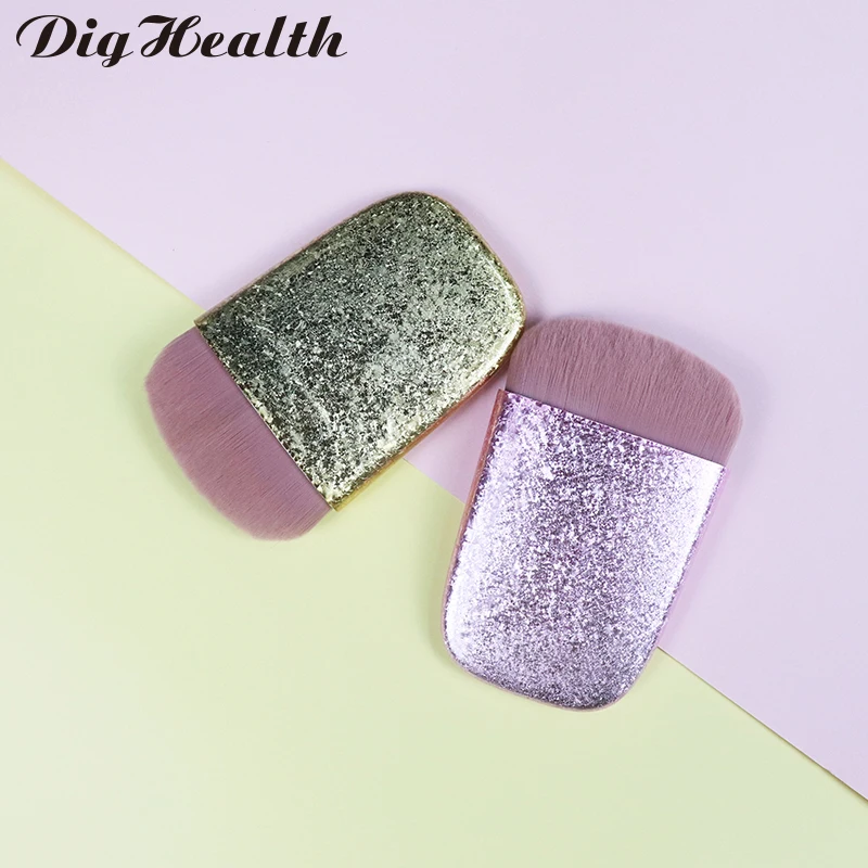 

Dighealth Makeup Brush Face Powder Make up Brush Pink Gold Soft Hair Plastic Handle Flat Loose Powder Cosmetics Tools Brushes
