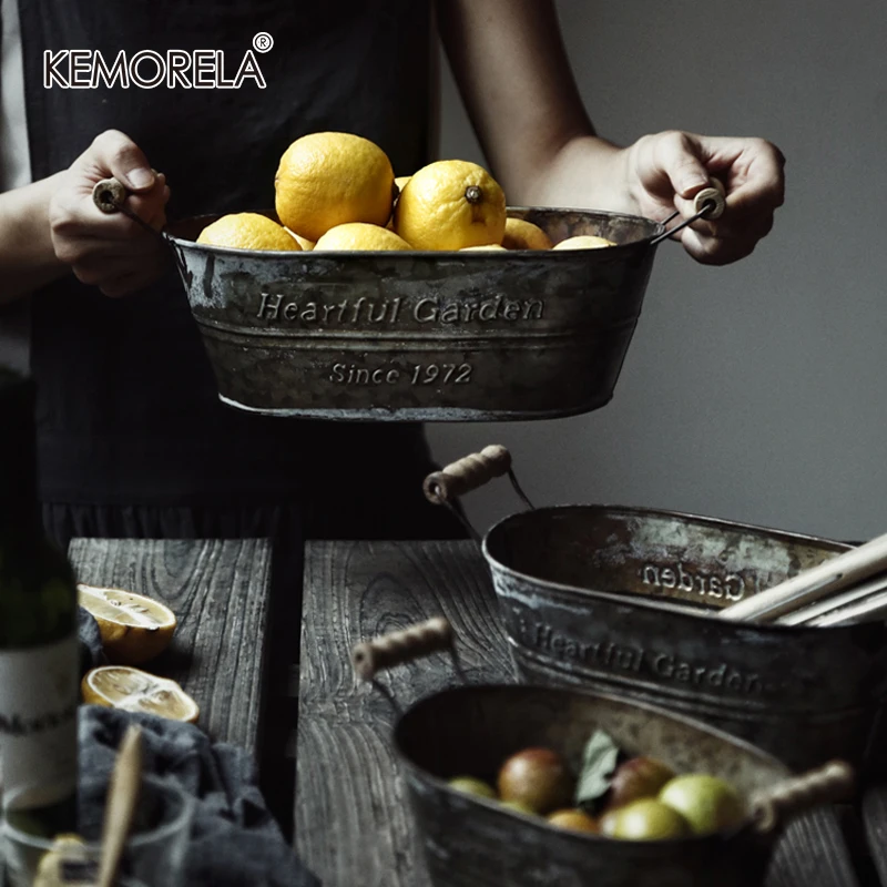 

Металлическая корзина для хранения, железная винтажная американская коробка для хранения, цветочный горшок, корзина для выпечки цветов, де...