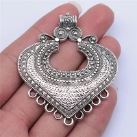 wysiwyg 1pcs 61x53mm antique silver color heart shaped necklace connector for jewelry making diy jewelry findings