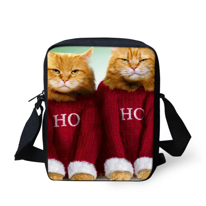 Аниме 3D милая Рождественская кошка печать женская маленькая сумка мессенджер