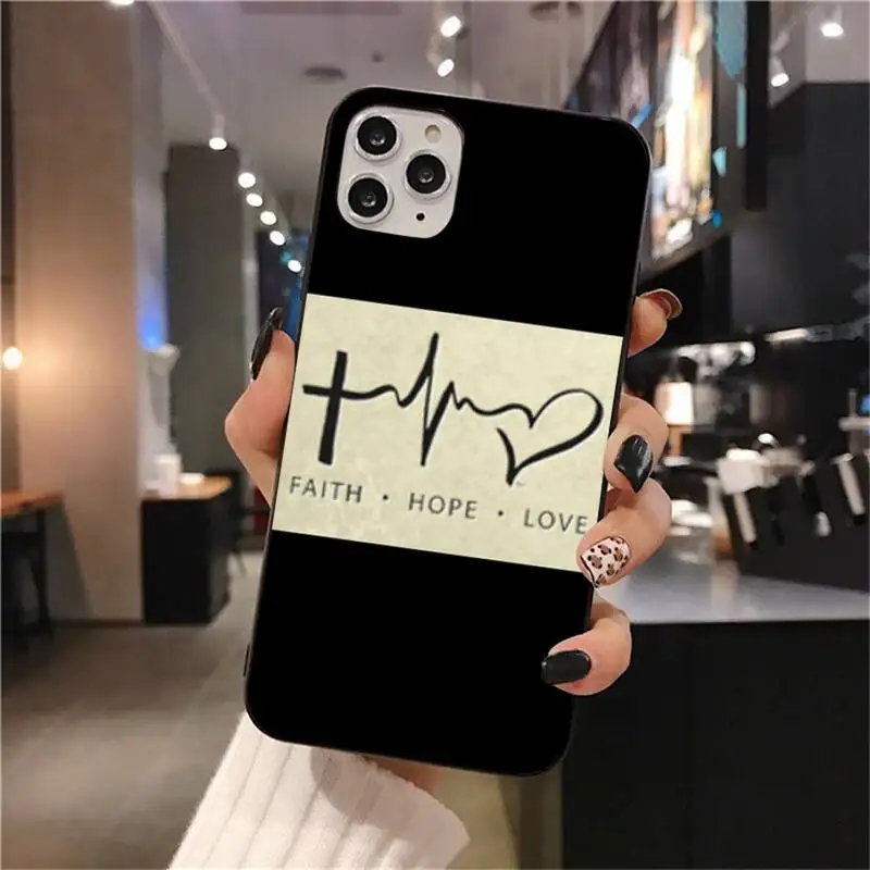 Простой чехол с надписью Love Hope Faith черный мягкий для телефона iPhone 11 pro XS MAX 8 7 6 6S Plus X