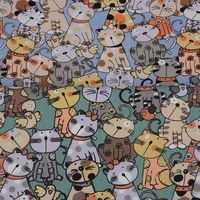 1 yard 10 colors fortune cats printed canvas fabric cotton cloth textile for diy bag cushion table cloth