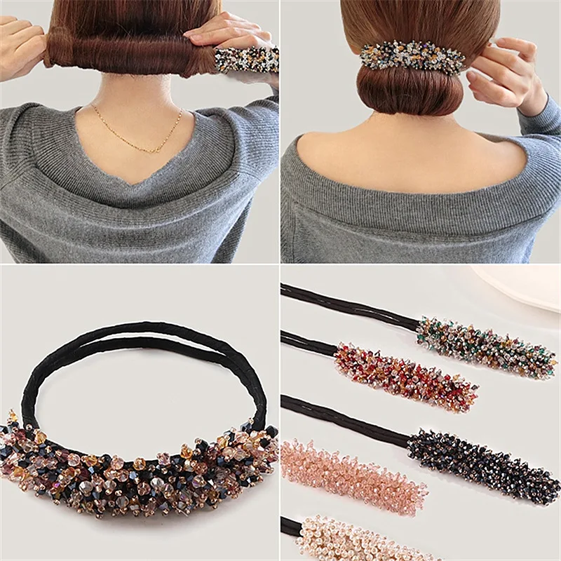 

2021 New Ball Head Artifact Female Fluffy Simple Wild Lazy Hairpin Korean Flower Bud Head Crystal Plate Hair Device Headdress
