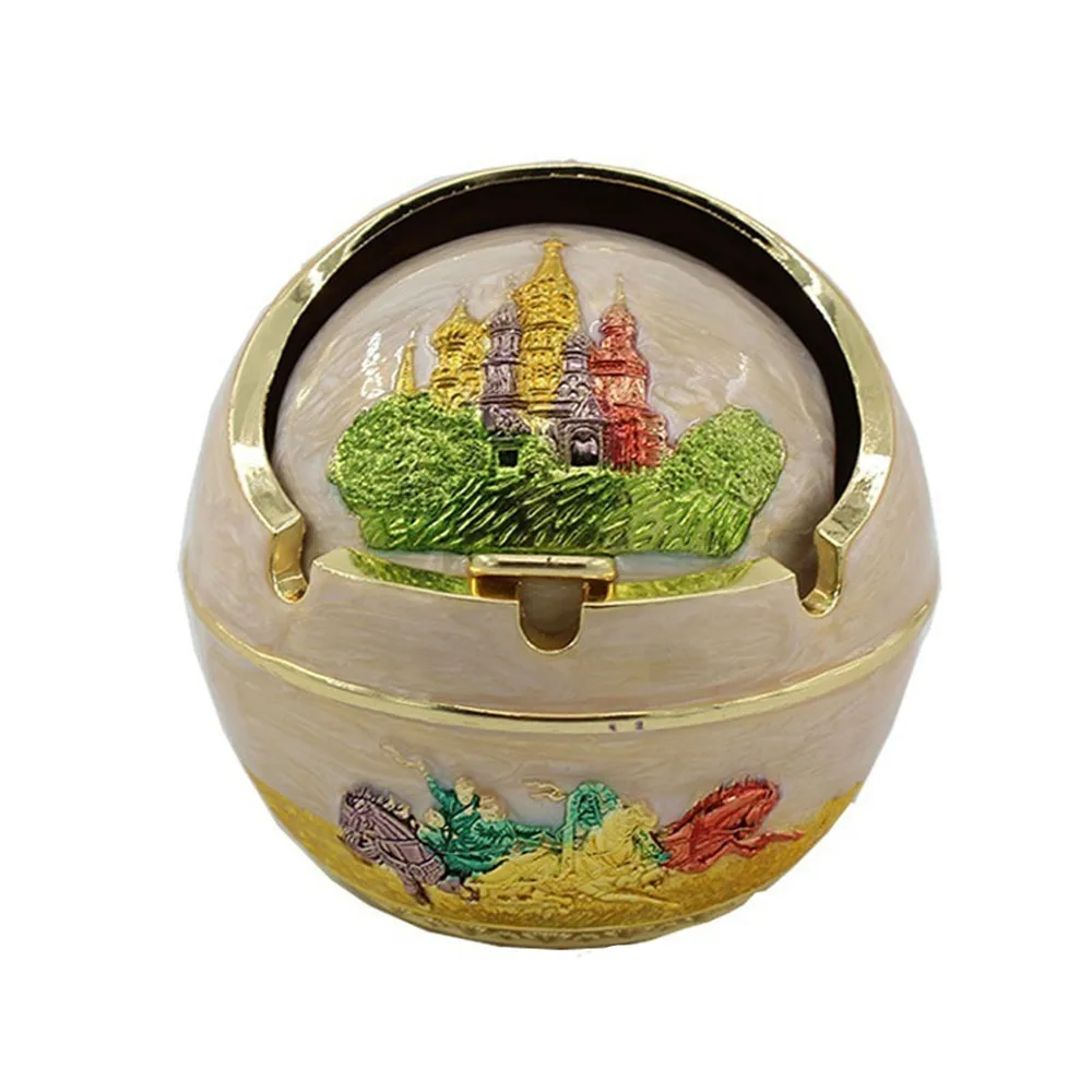 Пепельница ElimElim с замком Cohiba круглая металлическая декоративная пепельница