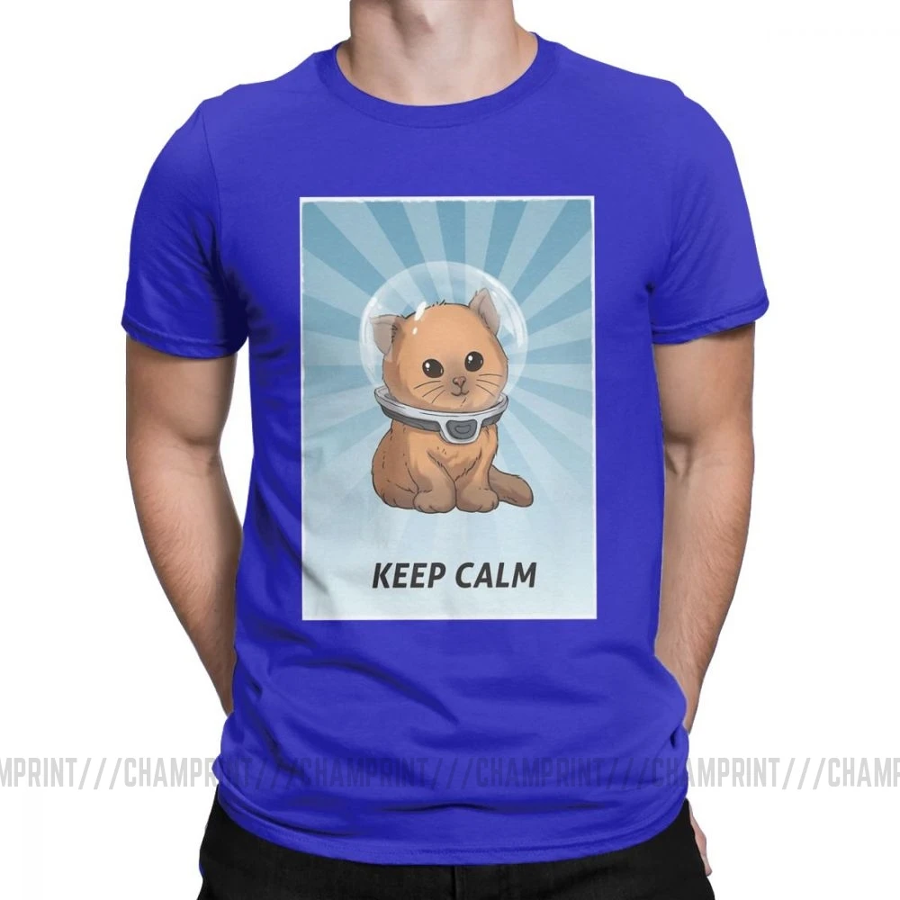 Винтаж Subnautica Keep Calm майки котенок для мужчин чистый хлопок футболки игры море Левиафан жнец Дайвинг рыба короткий рукав тройник - Цвет: Синий