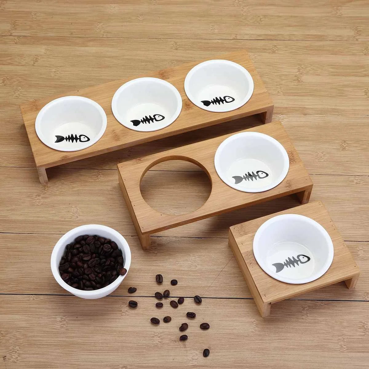 Fashion Cat Dog Feeders Bowls Bamboo Tableware Ceramic Pet Food Water Bowl High Grade Anti Skid Supplies | Дом и сад