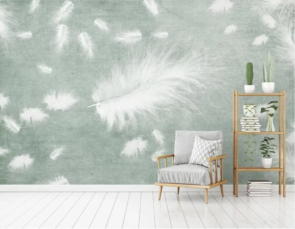 3D обои на заказ скандинавские абстрактные с красивыми перьями телевизор диван
