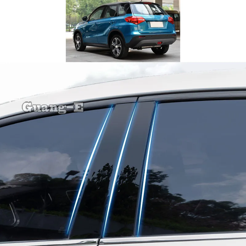 

Для Suzuki Vitara 2016 2017 2018-2020, автомобильный Поликарбонат, столб, крышка, отделка двери, окно, пианино, черный молдинг, наклейка, пластина, детали