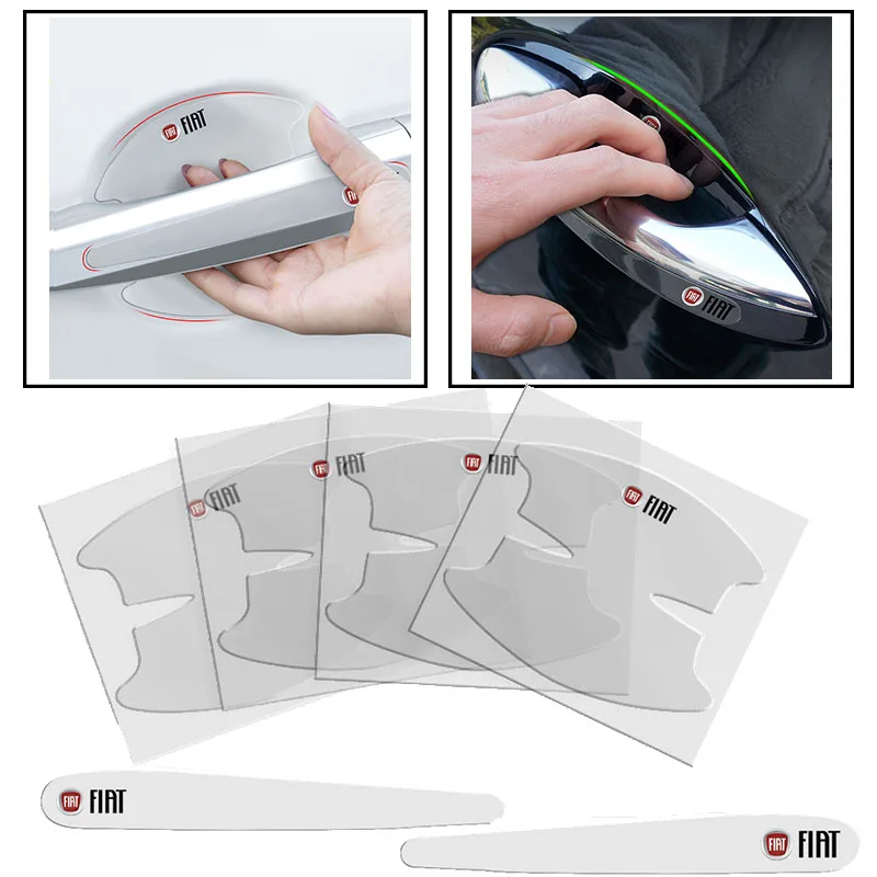 

8pcs Transparent Car Handle Protective Film Car Stickers for Fiat Panda Bravo Punto Croma 500 595 Car Stying Auto Accessories