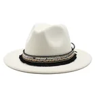 Фетровая Шляпа Унисекс, чернаябелая, фетровая, однотонная, мягкая фетровая шляпа в джазовом стиле, 56-60 см