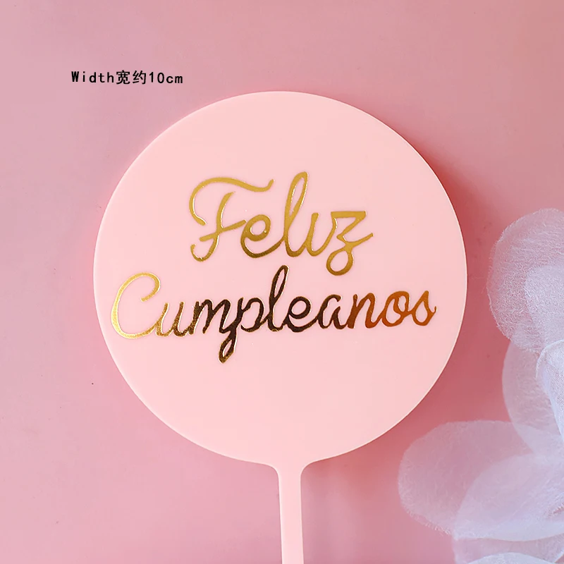 Feliz cumплинсы. Акриловые конфеты Español цвет соответствует испанскому для украшения