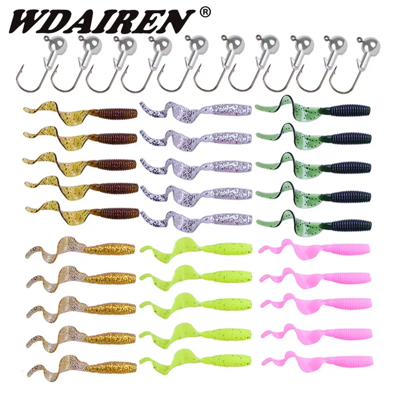 

20pcs Soft Lures 10pcs Lead Hooks Set Box Classic Flexible Swimbaits Artificial Bait Silicone Lure Fishing Tackle Fishing Lures