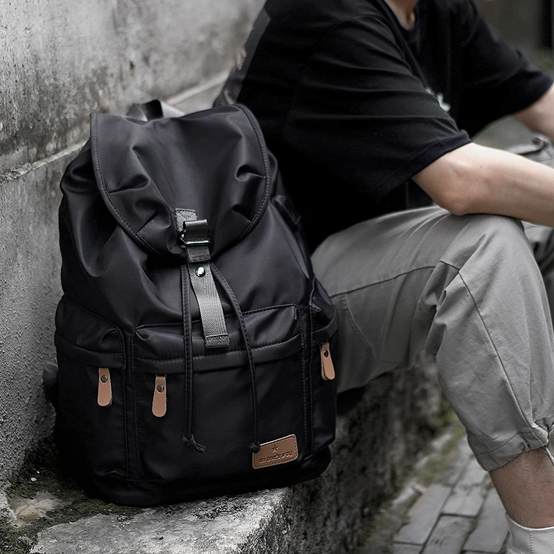 

Large Capacity Backpacks Retro For Men Waterproof Daypack Black Ultralight 14 inch Laptop USB Charging Fashoion Backpack Bag