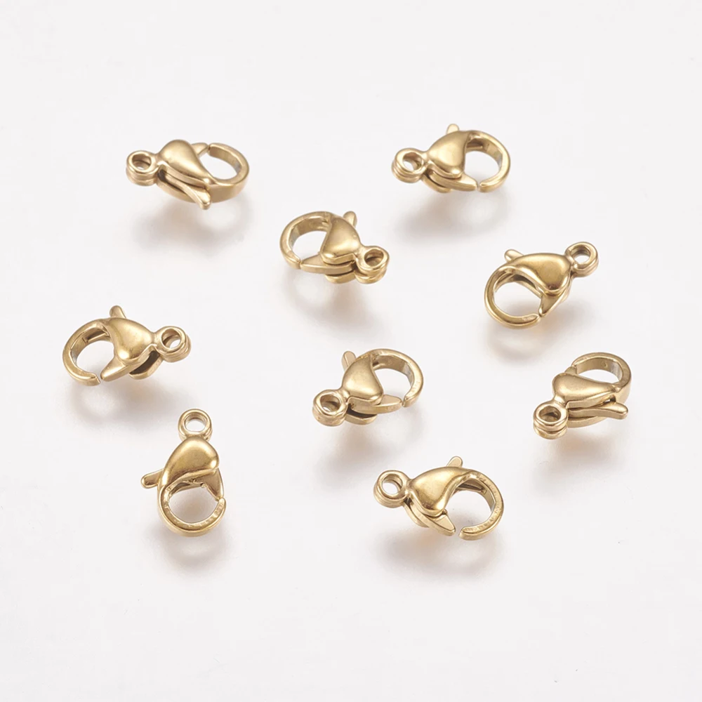 

10 Pc Vacuum Plating 304 Stainless Steel Lobster Claw Clasps, Golden, 9x6x3mm